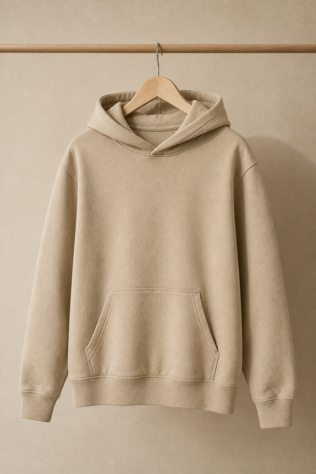 Oversized Hoodie in bone. Organic cotton, 280 gsm.